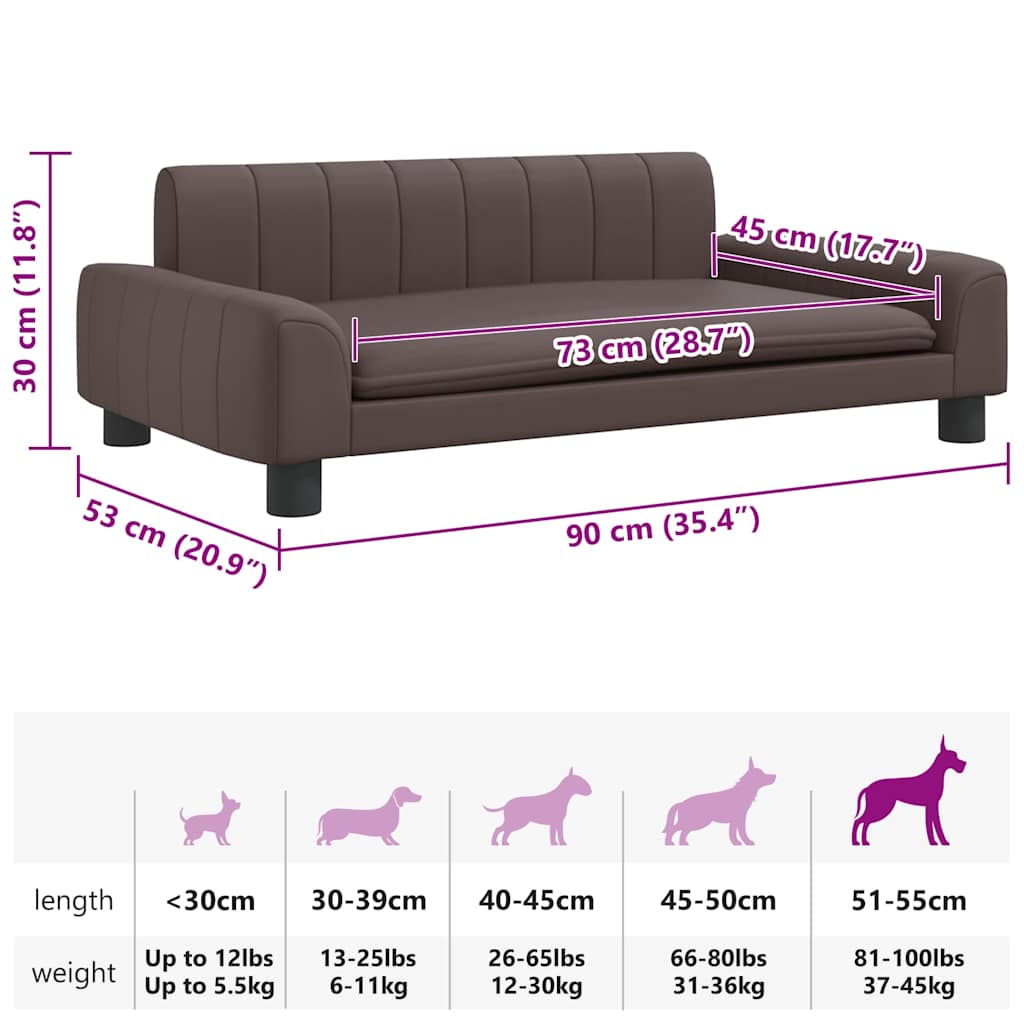 Dog bed brown 90x53x30 cm artificial leather