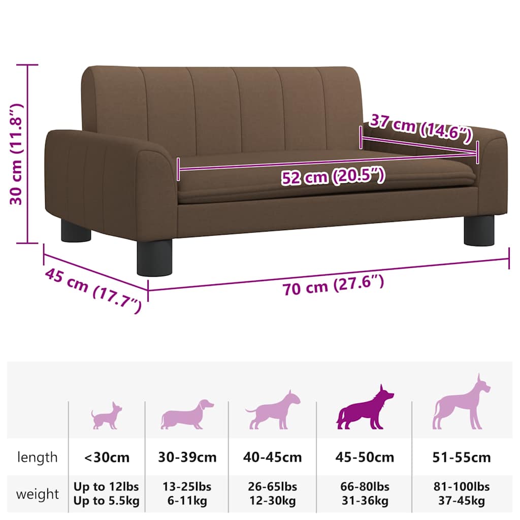 Panier pour chien en tissu marron 70x45x30 cm