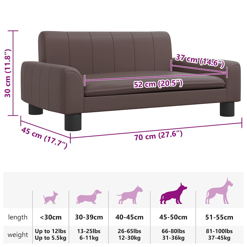 Panier pour chien marron 70x45x30 cm en cuir synthétique
