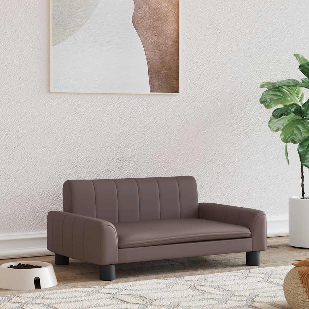 Panier pour chien marron 70x45x30 cm en cuir synthétique