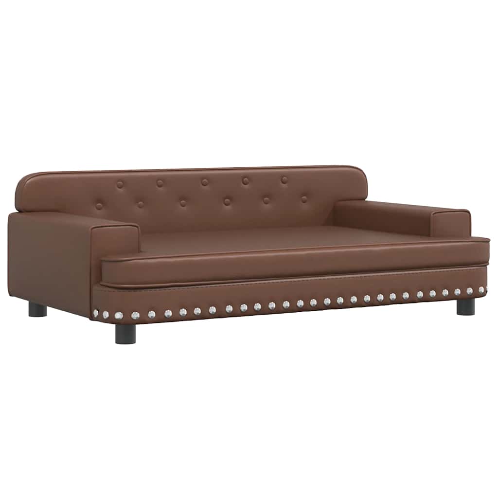 Panier pour chien marron 90x53x30 cm en cuir synthétique