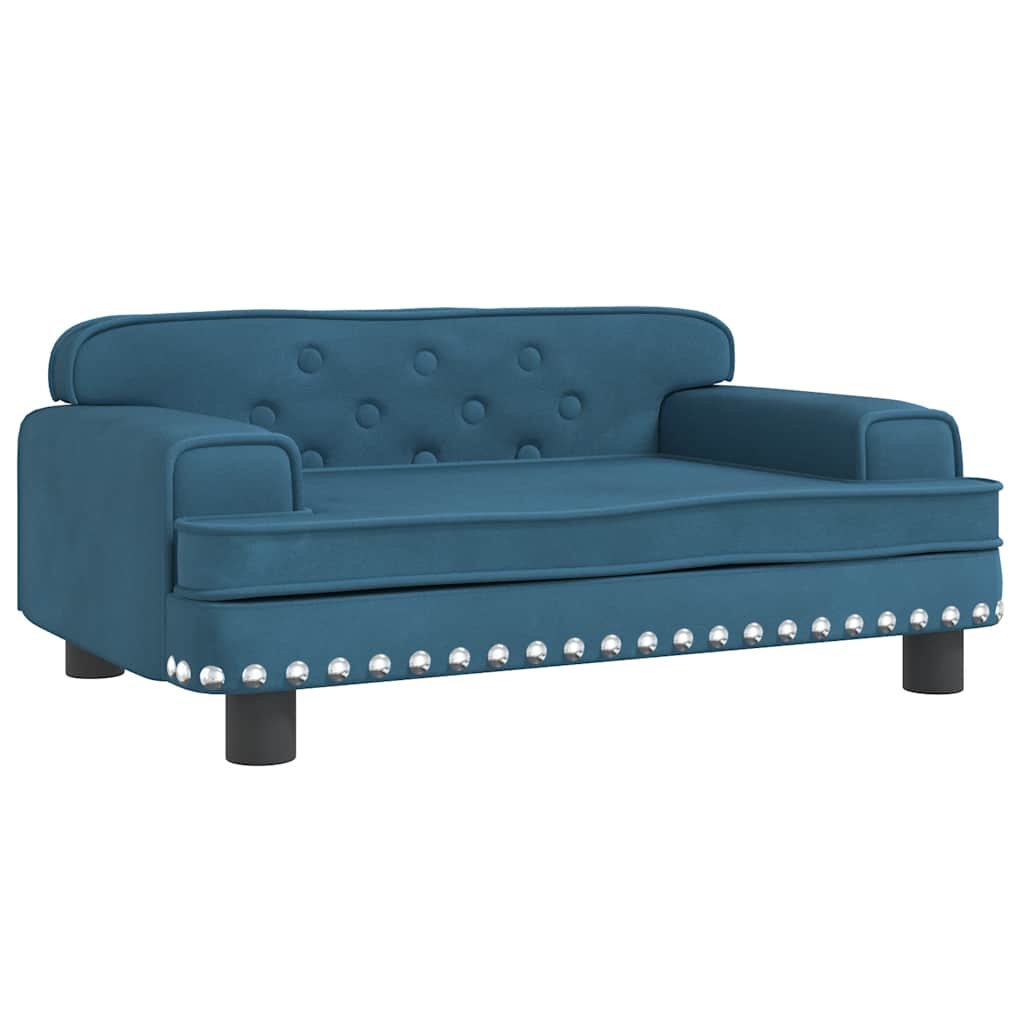 Panier pour chien bleu 70x45x30 cm velours