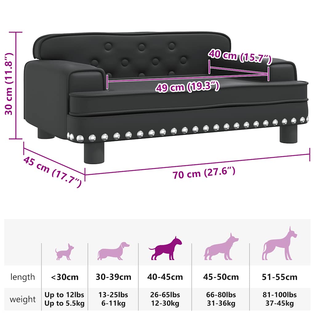 Dog bed black 70x45x30 cm artificial leather