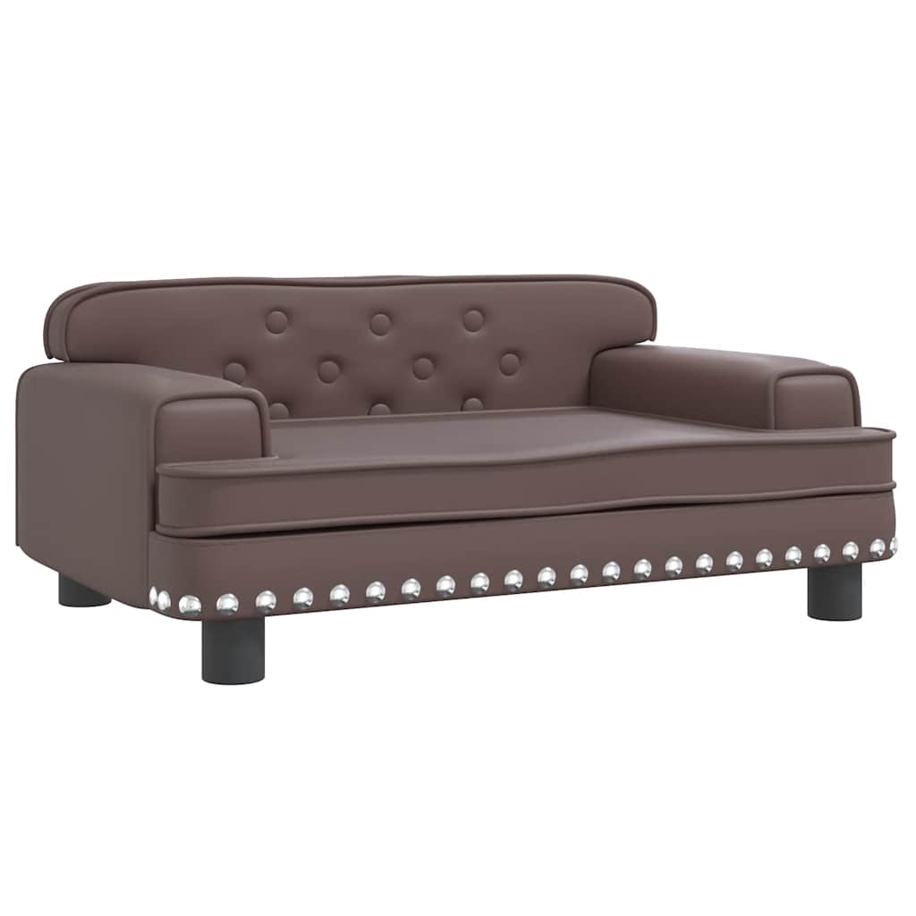 Panier pour chien marron 70x45x30 cm en cuir synthétique