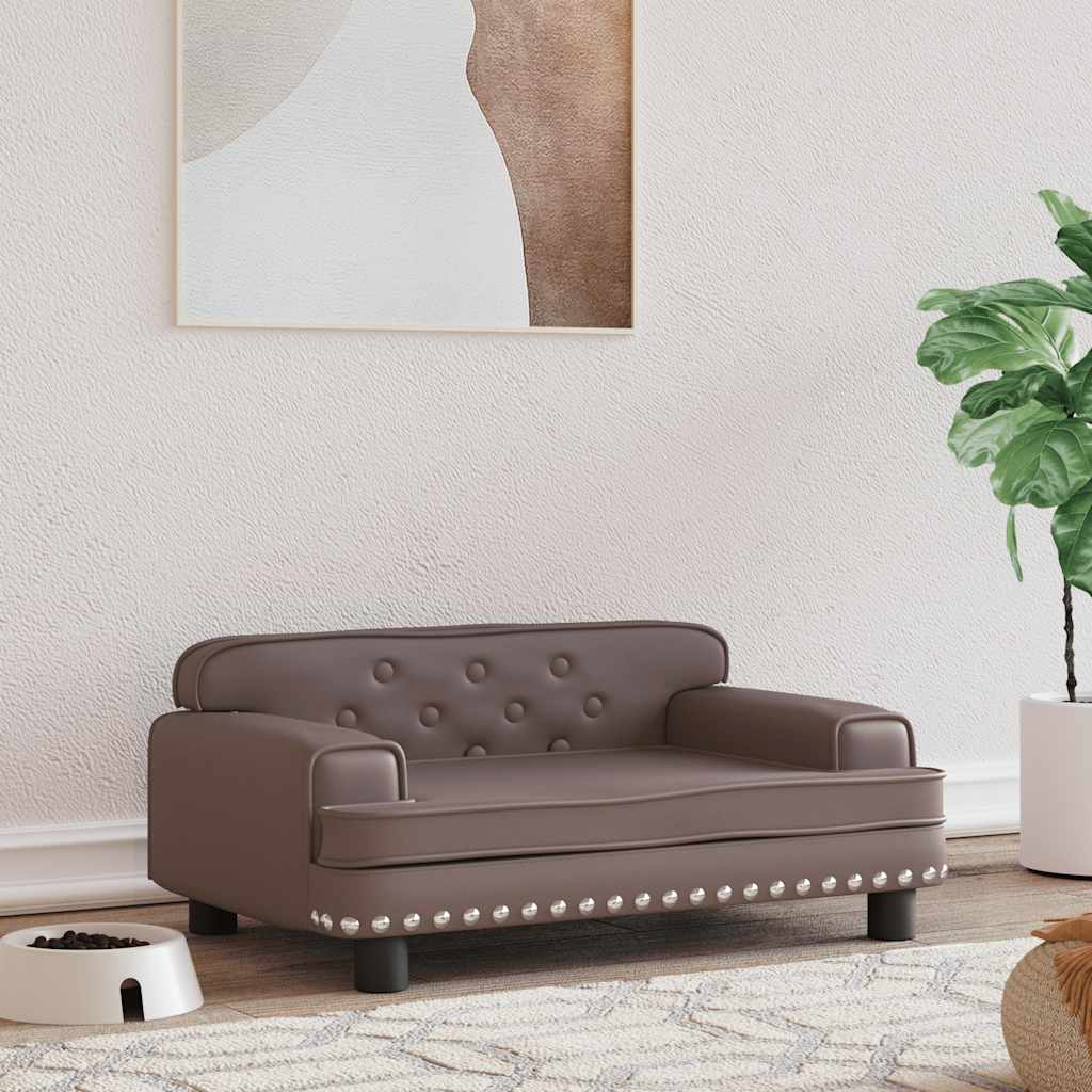 Panier pour chien marron 70x45x30 cm en cuir synthétique