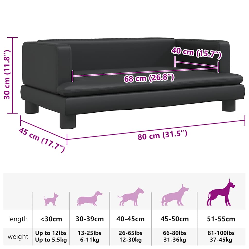 Dog bed black 80x45x30 cm artificial leather