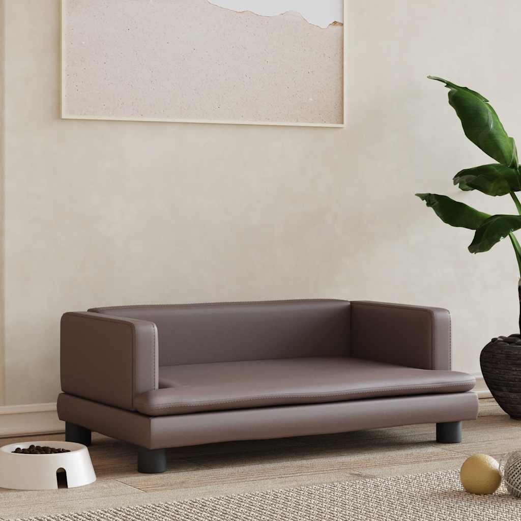 Panier pour chien marron 80x45x30 cm en cuir synthétique