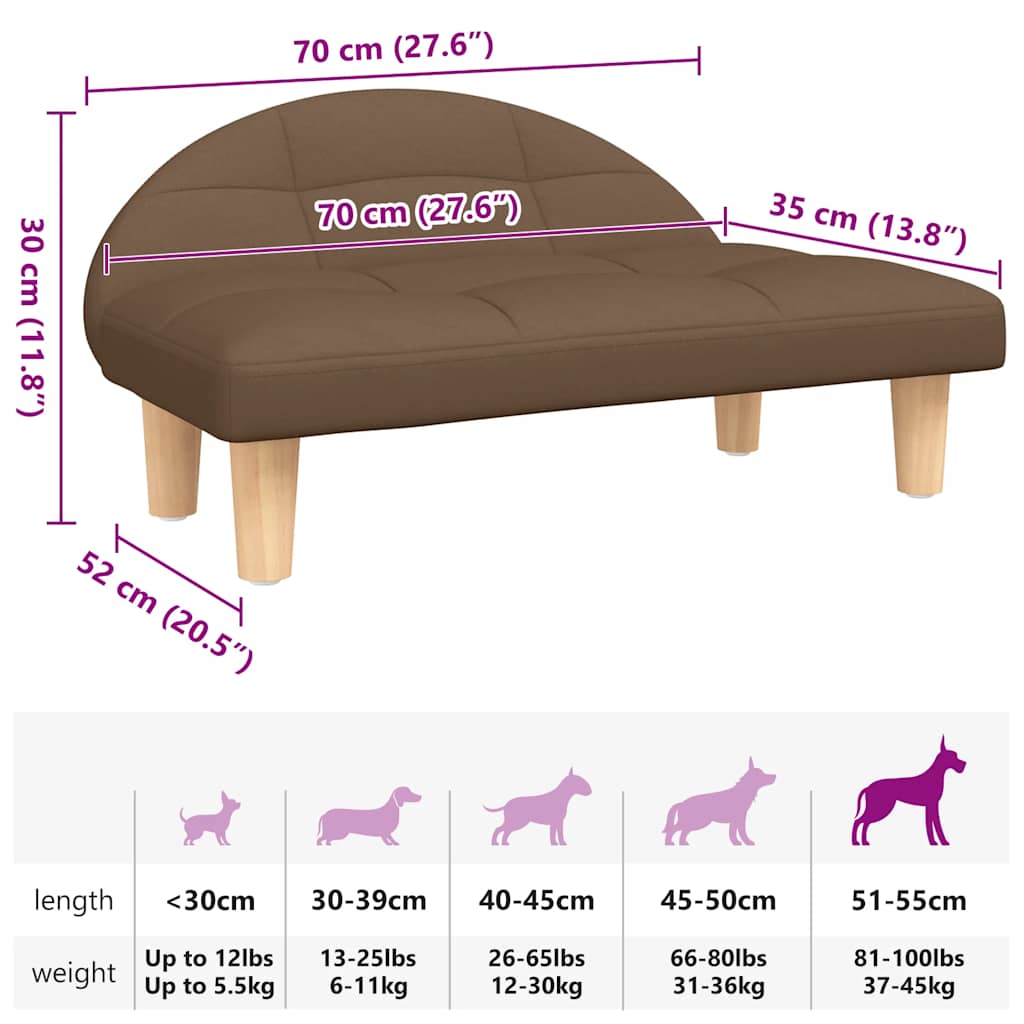 Panier pour chien en tissu marron 70x52x30 cm