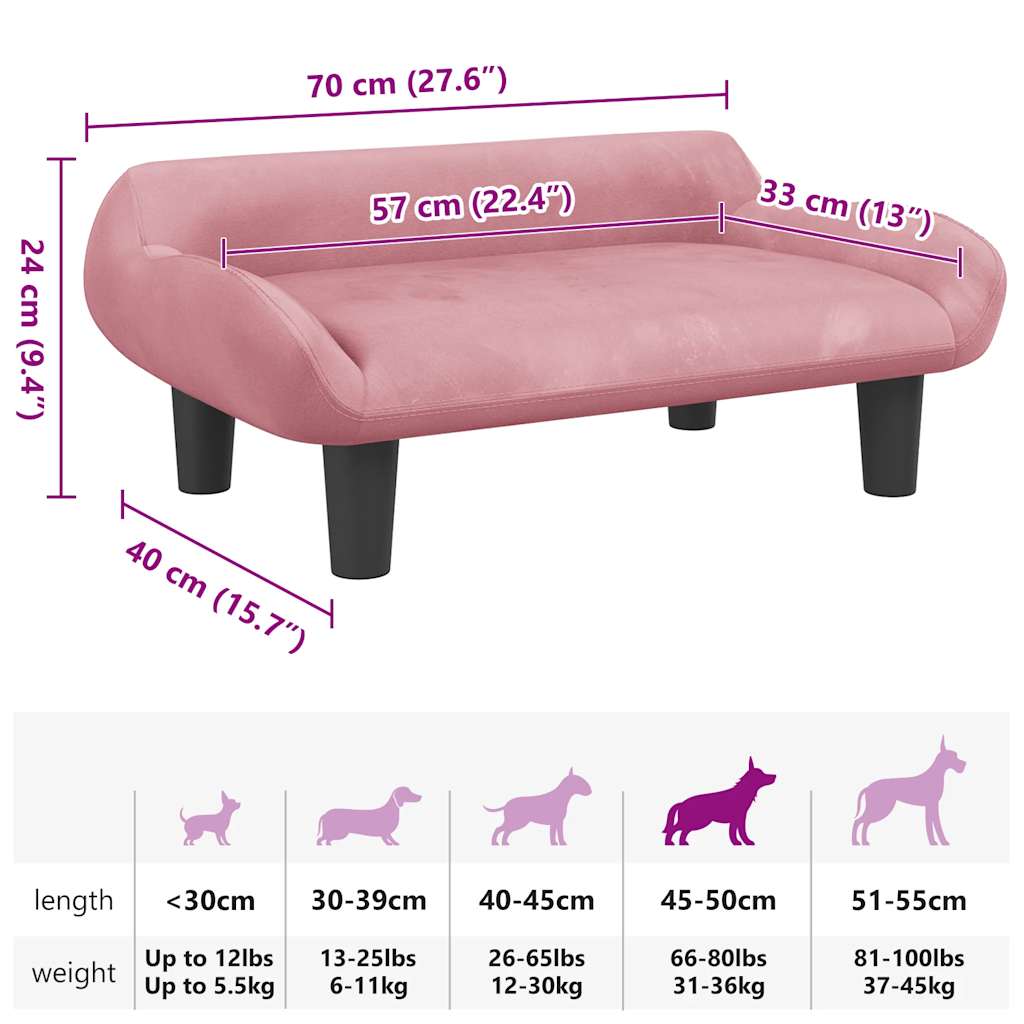Panier pour chien rose 70x40x24 cm velours