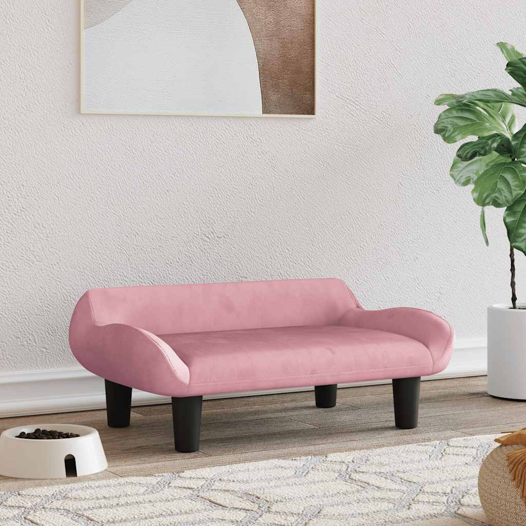 Panier pour chien rose 70x40x24 cm velours