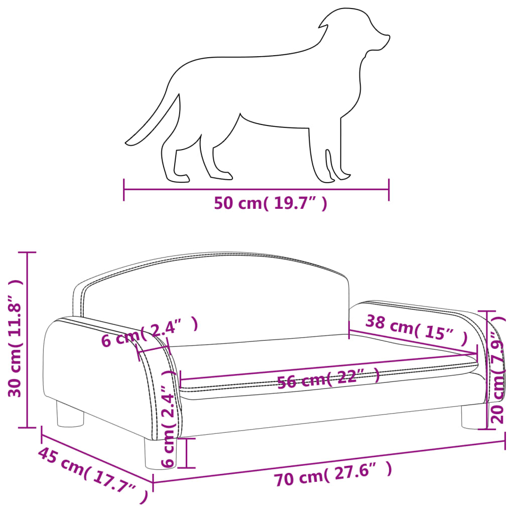 Dog bed light grey 70x45x30 cm fabric