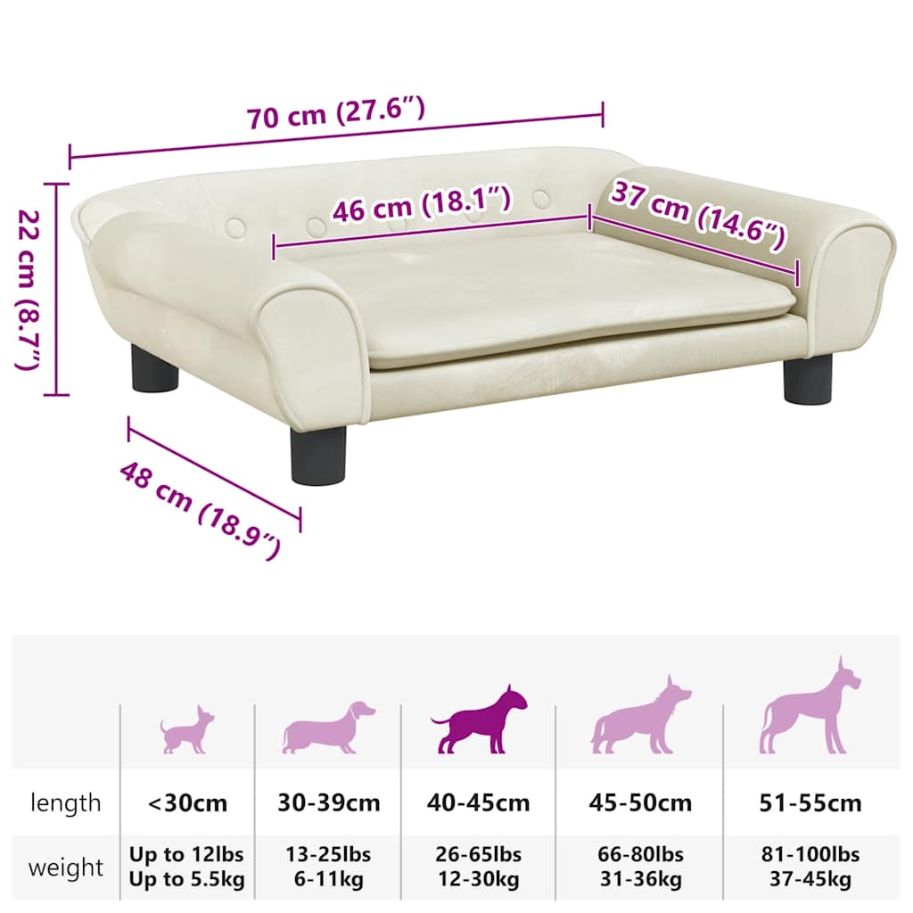 Panier pour chien crème 70x48x22 cm velours
