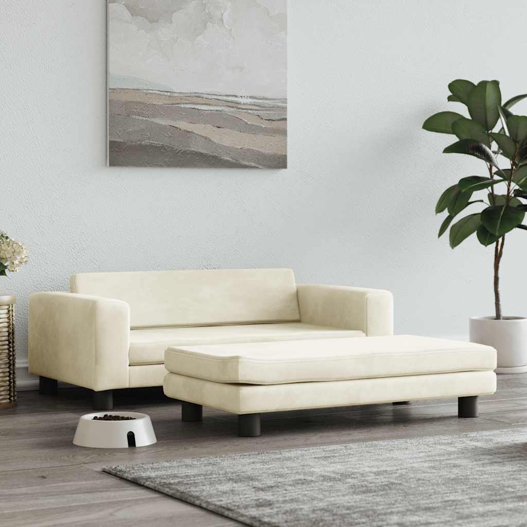 Panier pour chien avec extension crème 100x50x30 cm velours