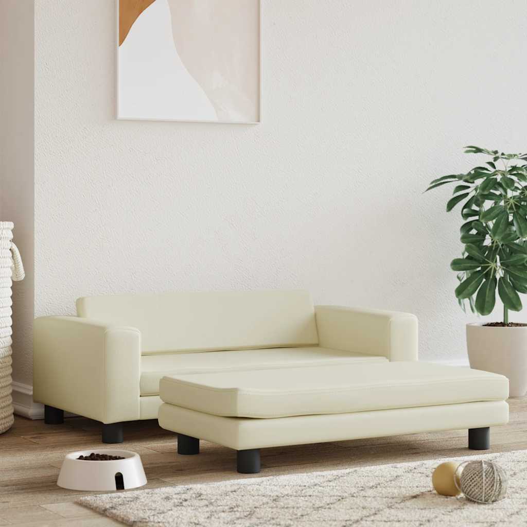 Panier pour chien avec extension crème 100x50x30 cm cuir artificiel