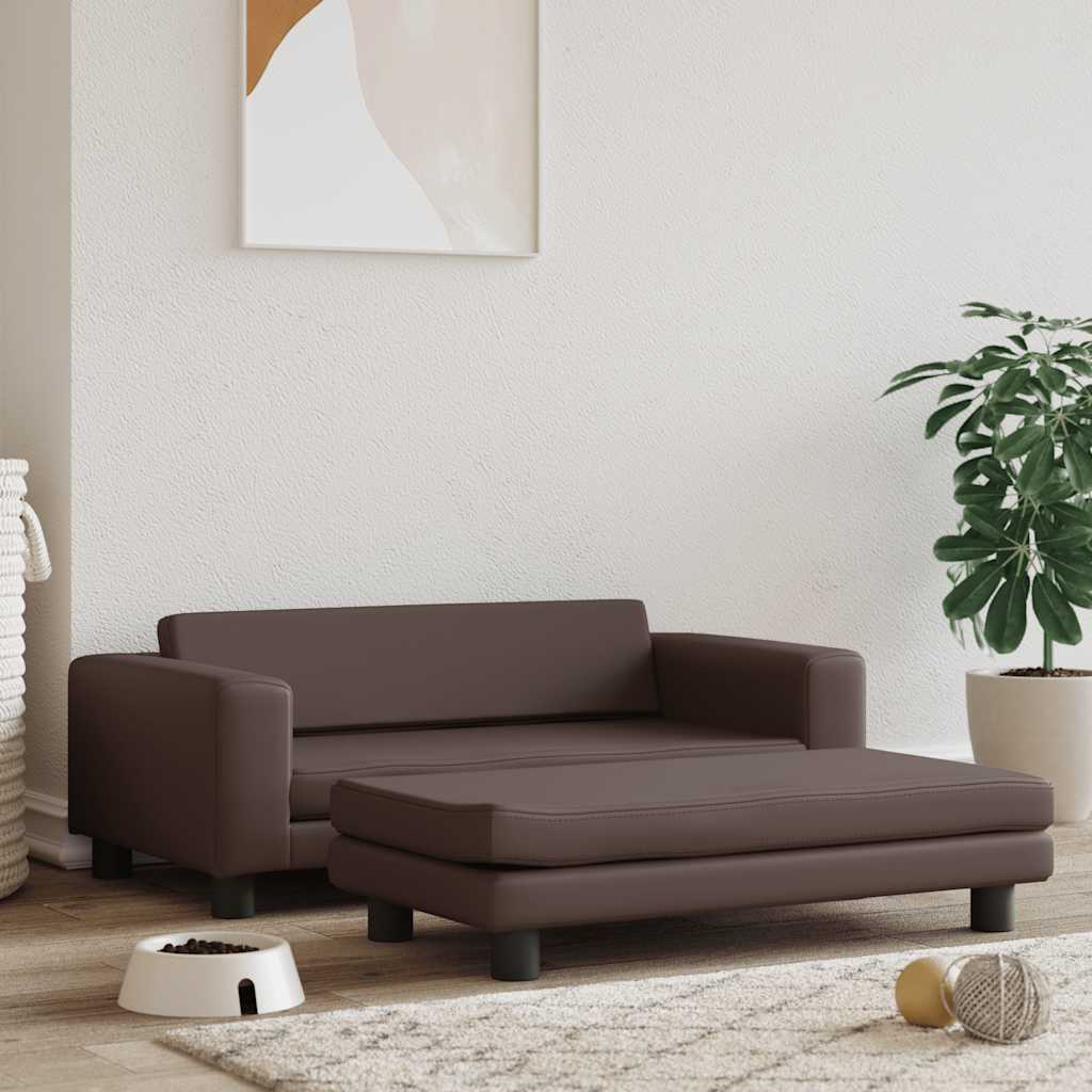 Panier pour chien avec rallonge marron 100x50x30 cm cuir synthétique