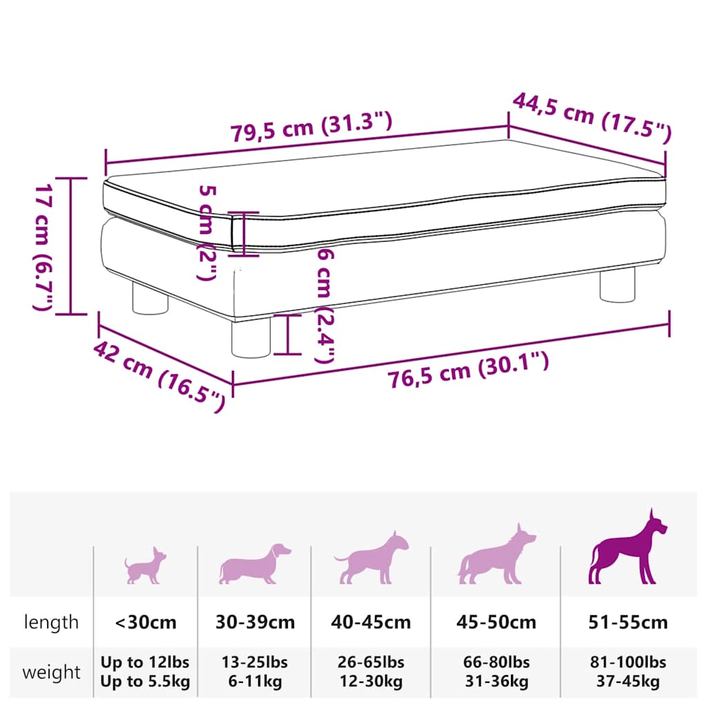 Panier pour chien avec rallonge gris 100x50x30 cm cuir synthétique