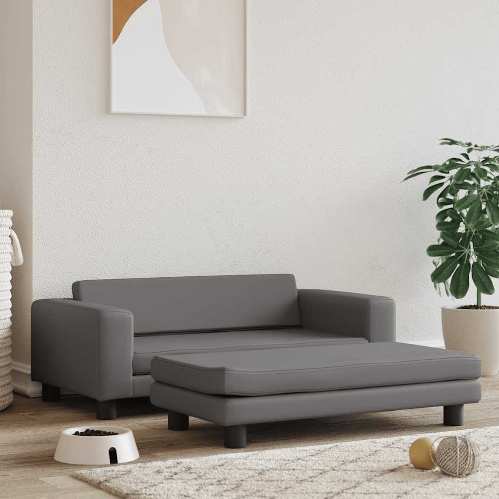 Panier pour chien avec rallonge gris 100x50x30 cm cuir synthétique