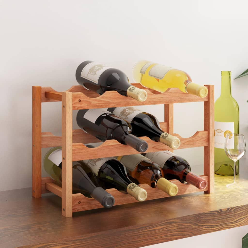 Wine rack for 12 bottles solid walnut wood