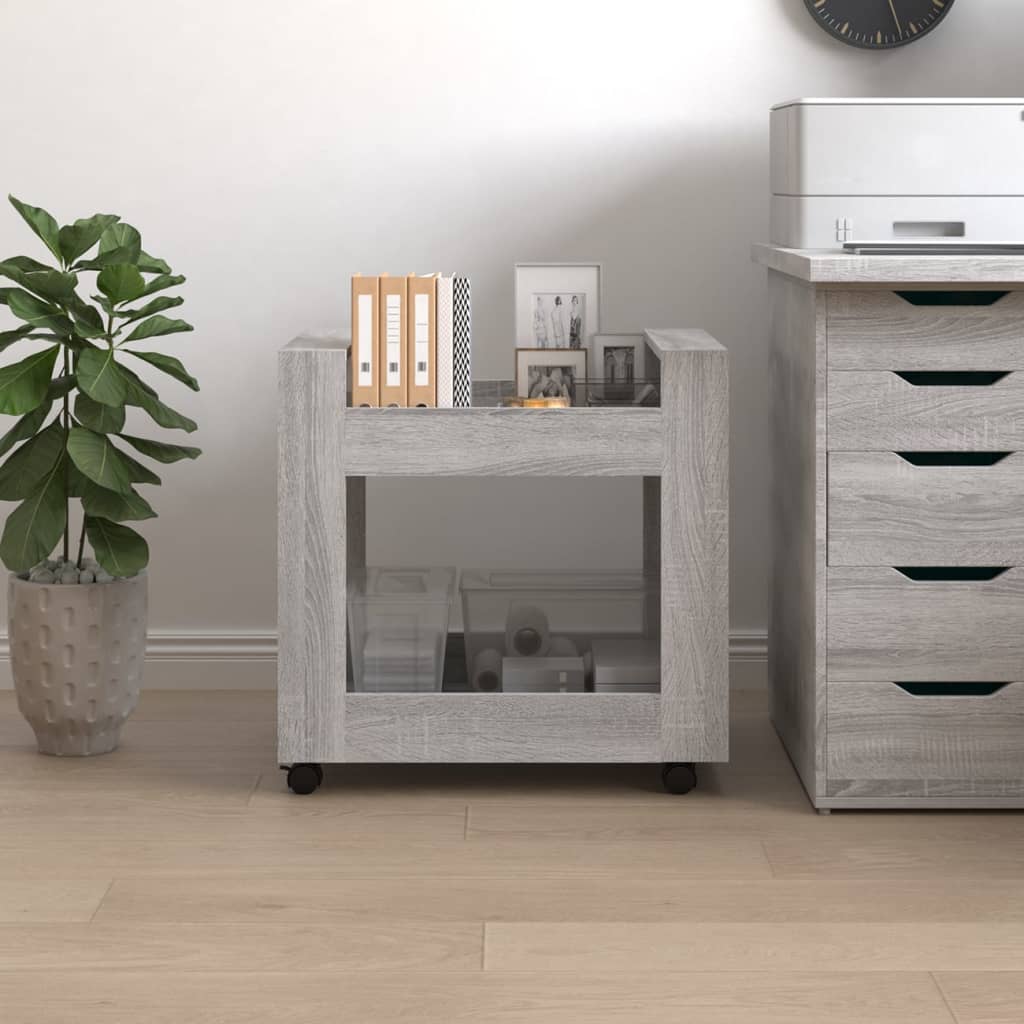 Chariot de bureau gris Sonoma 60x45x60 cm en bois