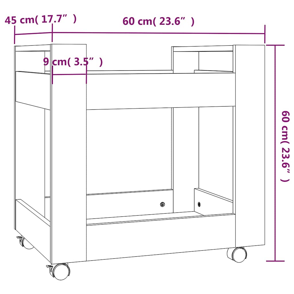 Bürowagen Grau Sonoma 60x45x60 cm Holzwerkstoff