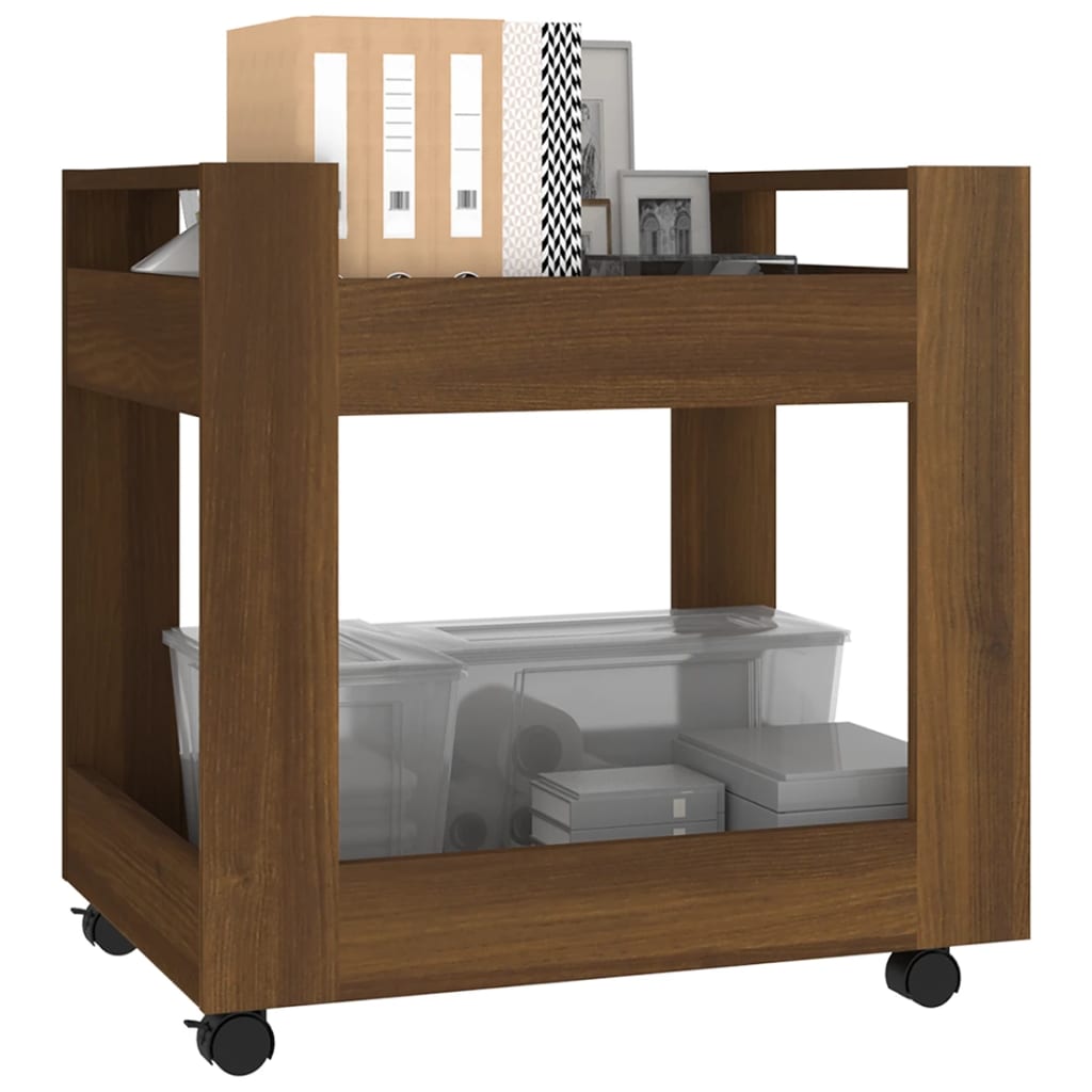 Desserte de bureau aspect chêne marron 60x45x60 cm en bois
