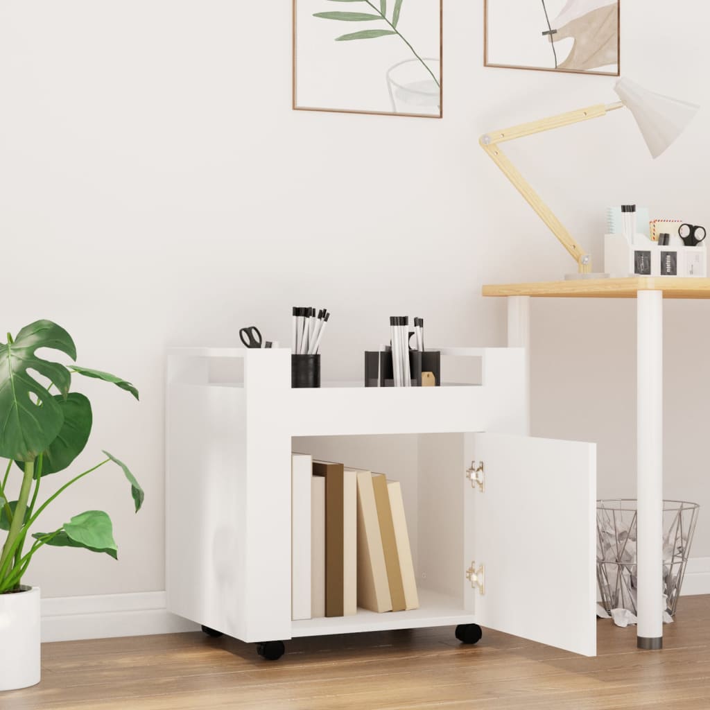Chariot de bureau blanc 60x45x60 cm en bois
