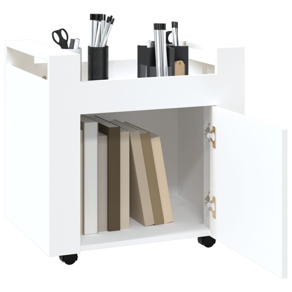Chariot de bureau blanc 60x45x60 cm en bois