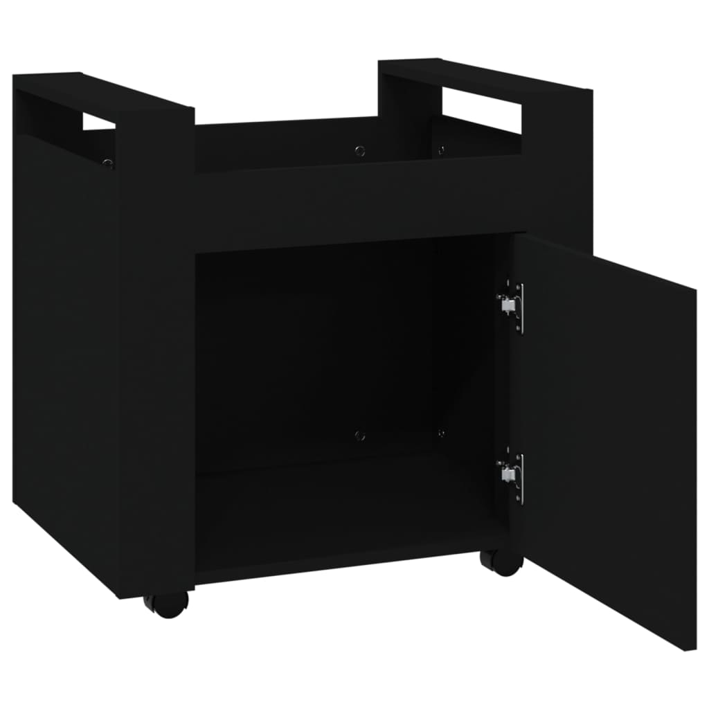Chariot de bureau noir 60x45x60 cm en bois