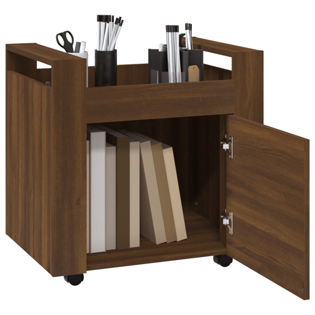 Desserte de bureau aspect chêne marron 60x45x60 cm en bois