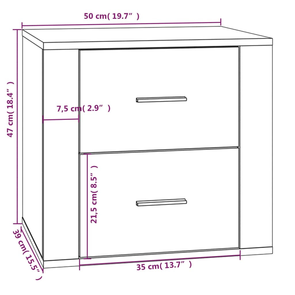 Bedside table smoked oak 50x39x47 cm
