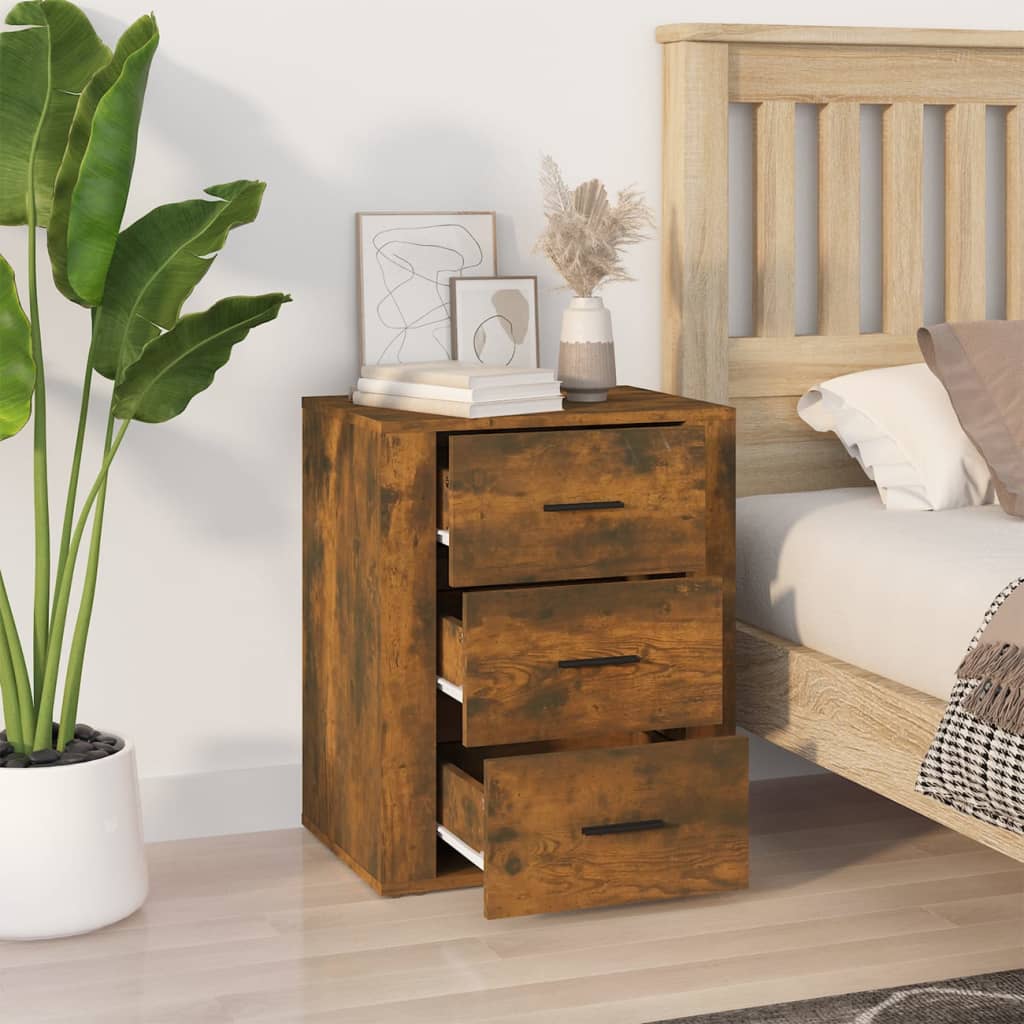 Bedside table smoked oak 50x36x60 cm wood material