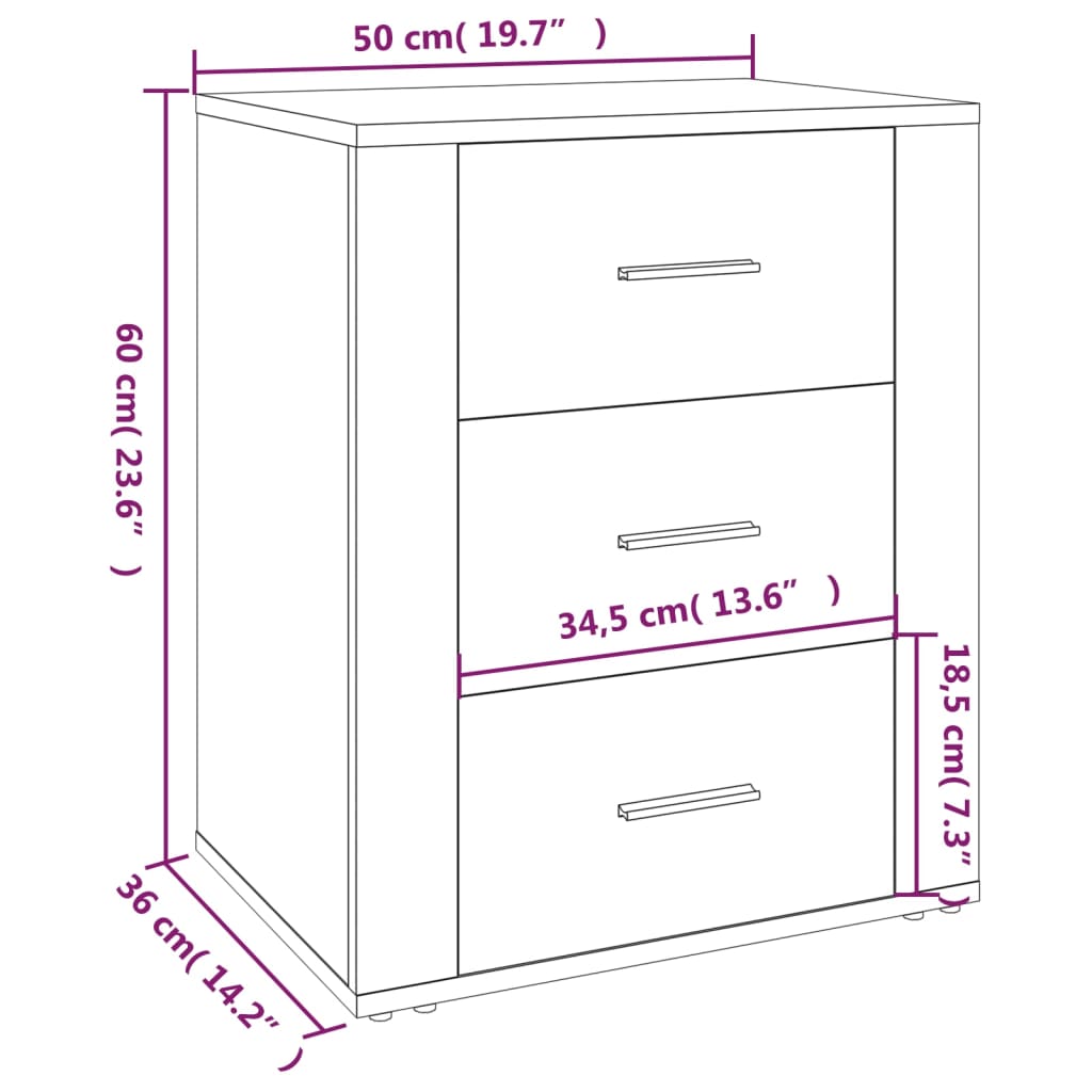 Bedside table smoked oak 50x36x60 cm wood material