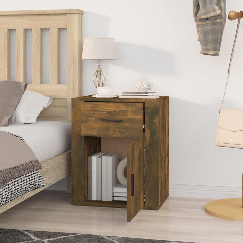 Bedside table smoked oak 50x36x60 cm wood material