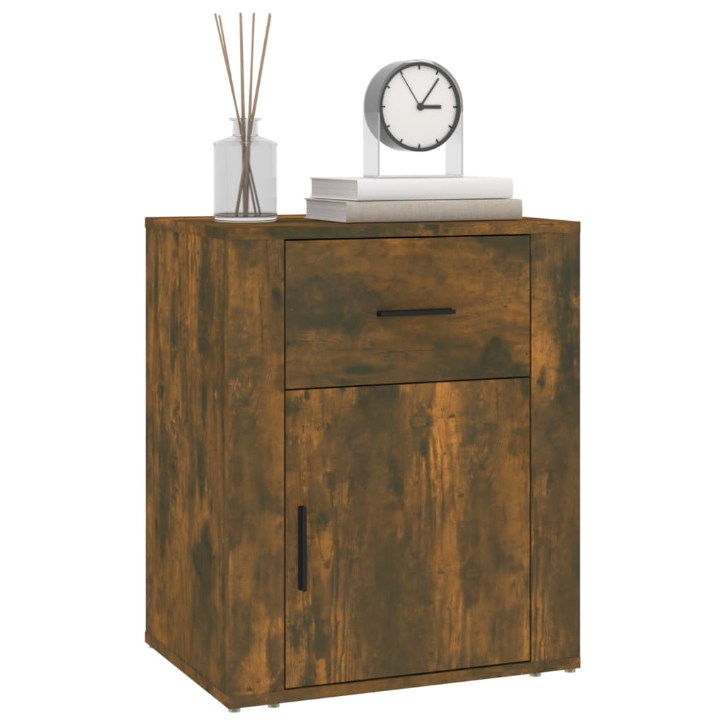 Bedside table smoked oak 50x36x60 cm wood material