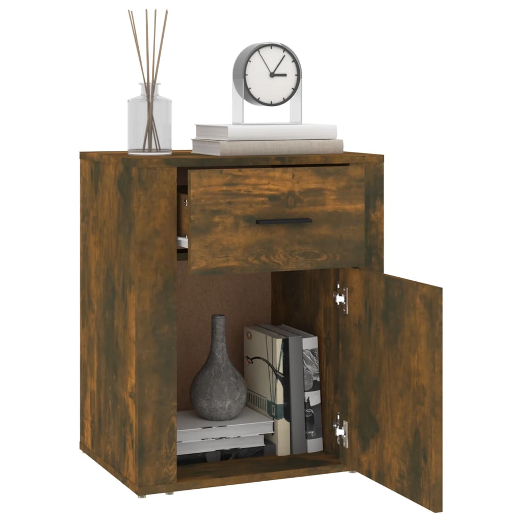 Bedside table smoked oak 50x36x60 cm wood material