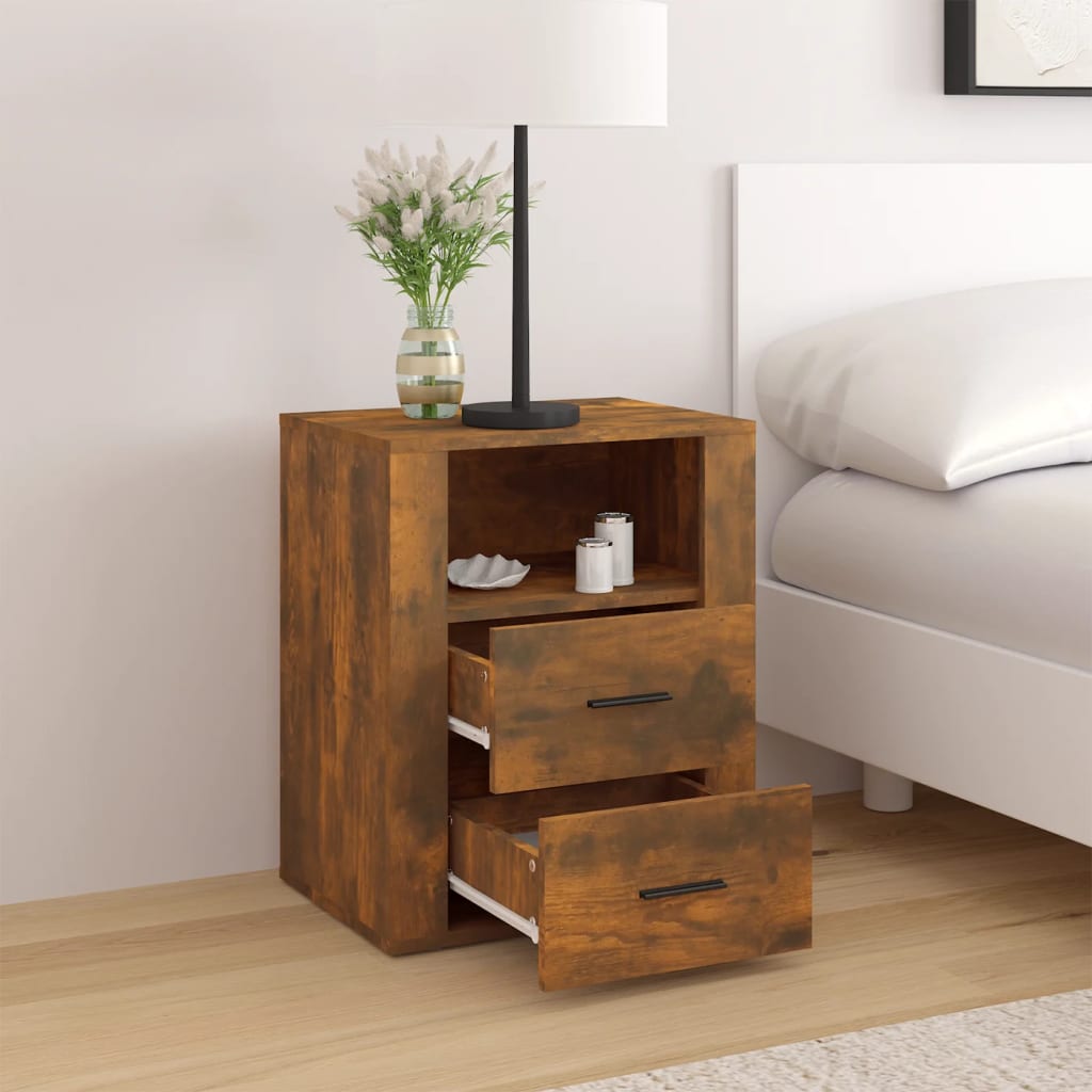 Bedside table smoked oak 50x36x60 cm wood material