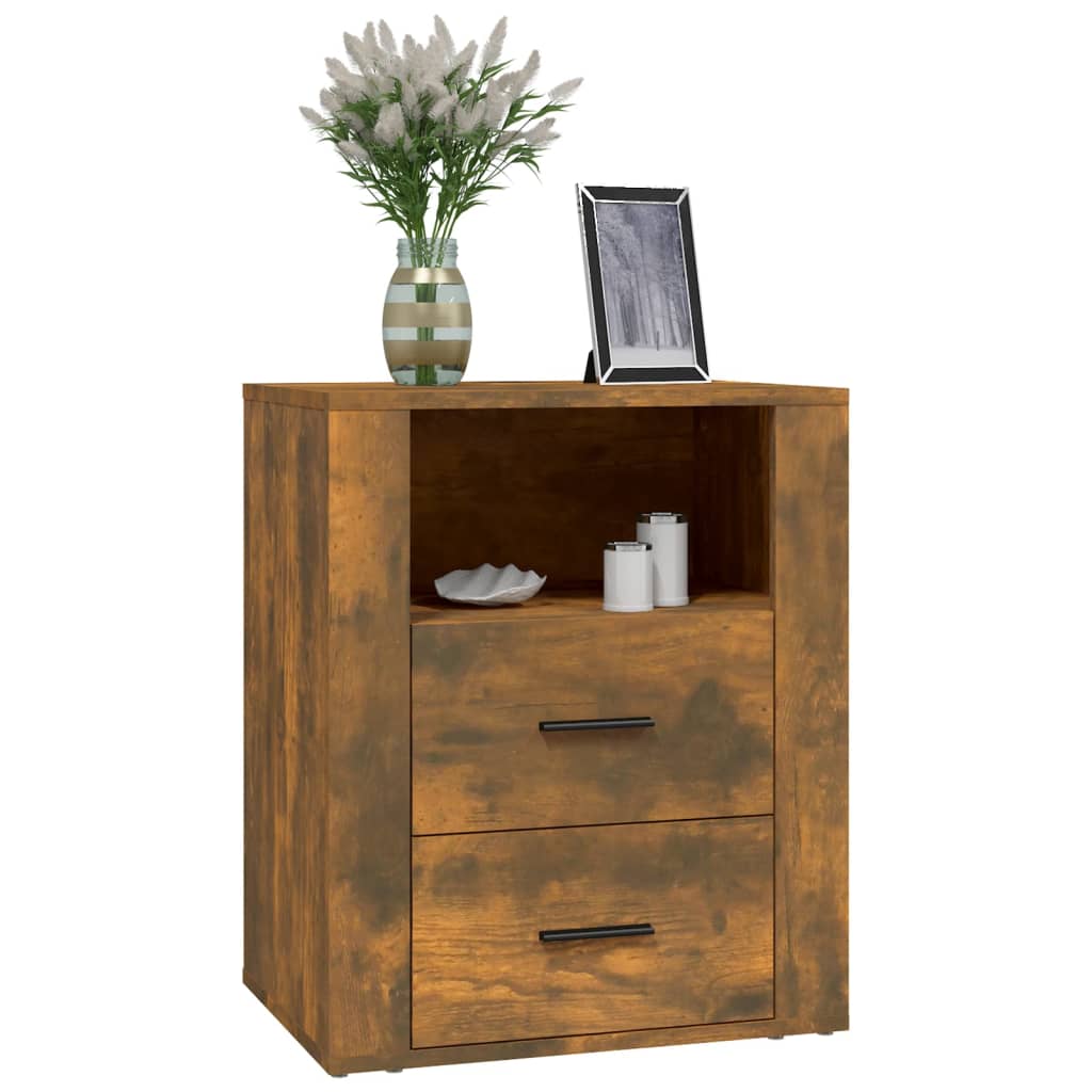 Bedside table smoked oak 50x36x60 cm wood material