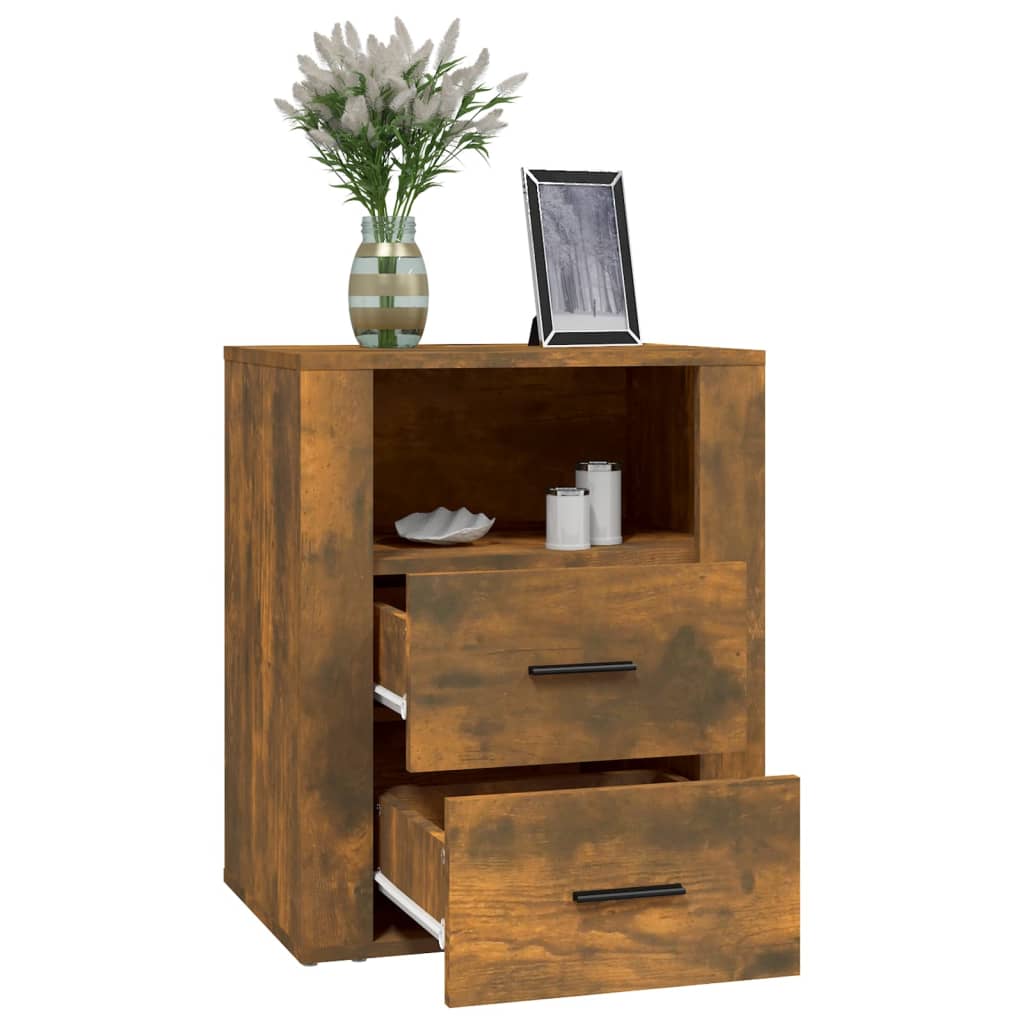 Bedside table smoked oak 50x36x60 cm wood material