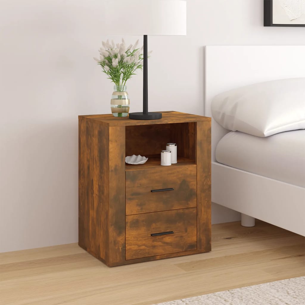 Bedside table smoked oak 50x36x60 cm wood material