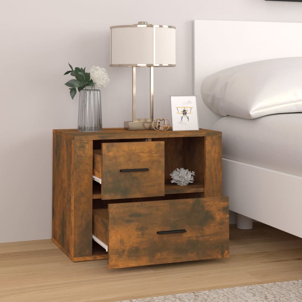 Bedside table smoked oak 60x36x45 cm wood material