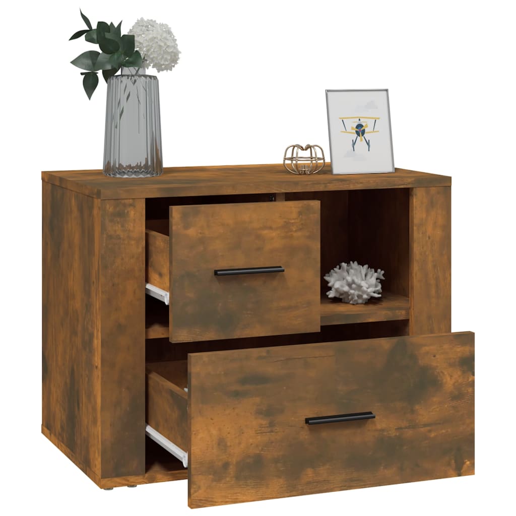 Bedside table smoked oak 60x36x45 cm wood material