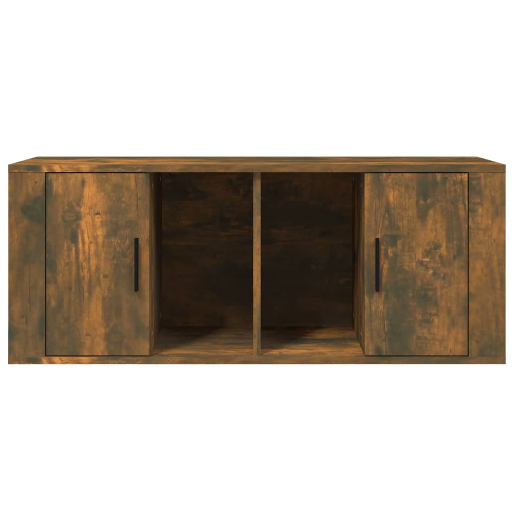 Meuble TV chêne fumé 100x35x40 cm matériau bois