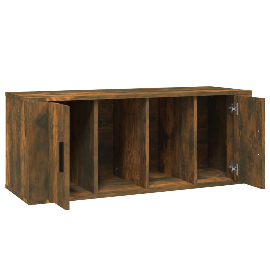 Meuble TV chêne fumé 100x35x40 cm matériau bois
