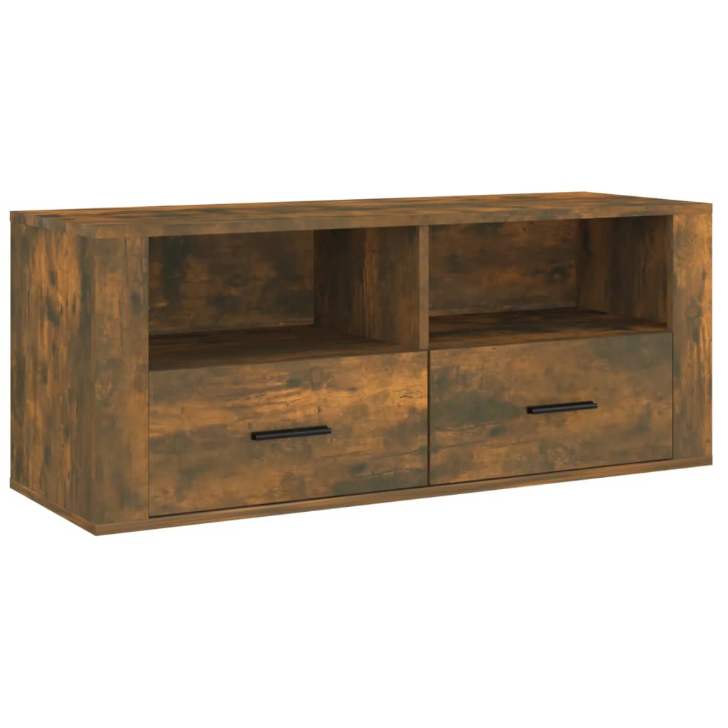 Meuble TV chêne fumé 100x35x40 cm matériau bois