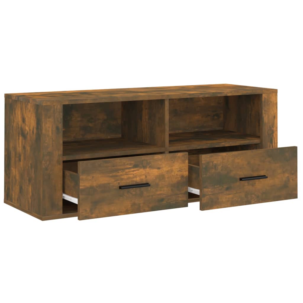 Meuble TV chêne fumé 100x35x40 cm matériau bois