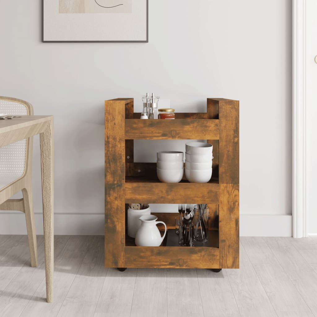 Desserte de cuisine chêne fumé 60x45x80 cm en bois