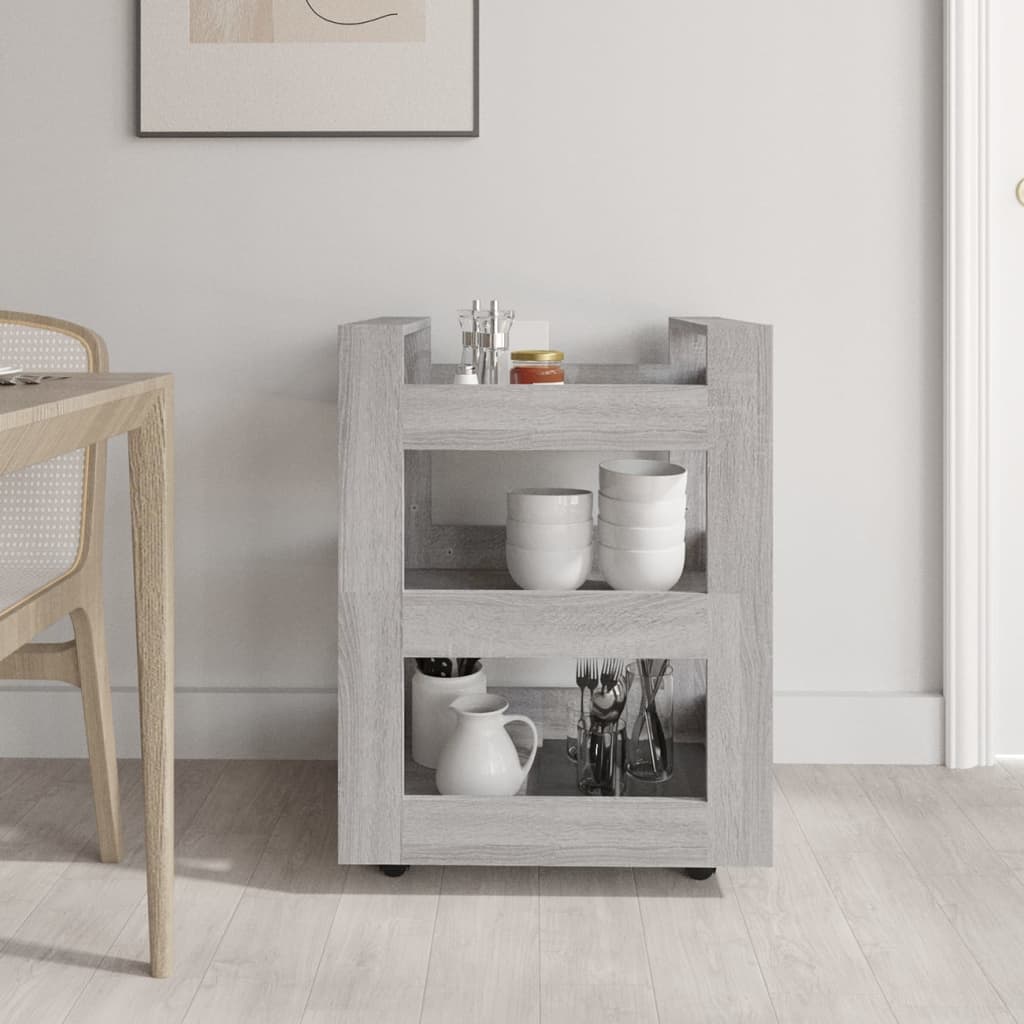 Kitchen Cart Grey Sonoma 60x45x80 cm Wood Material