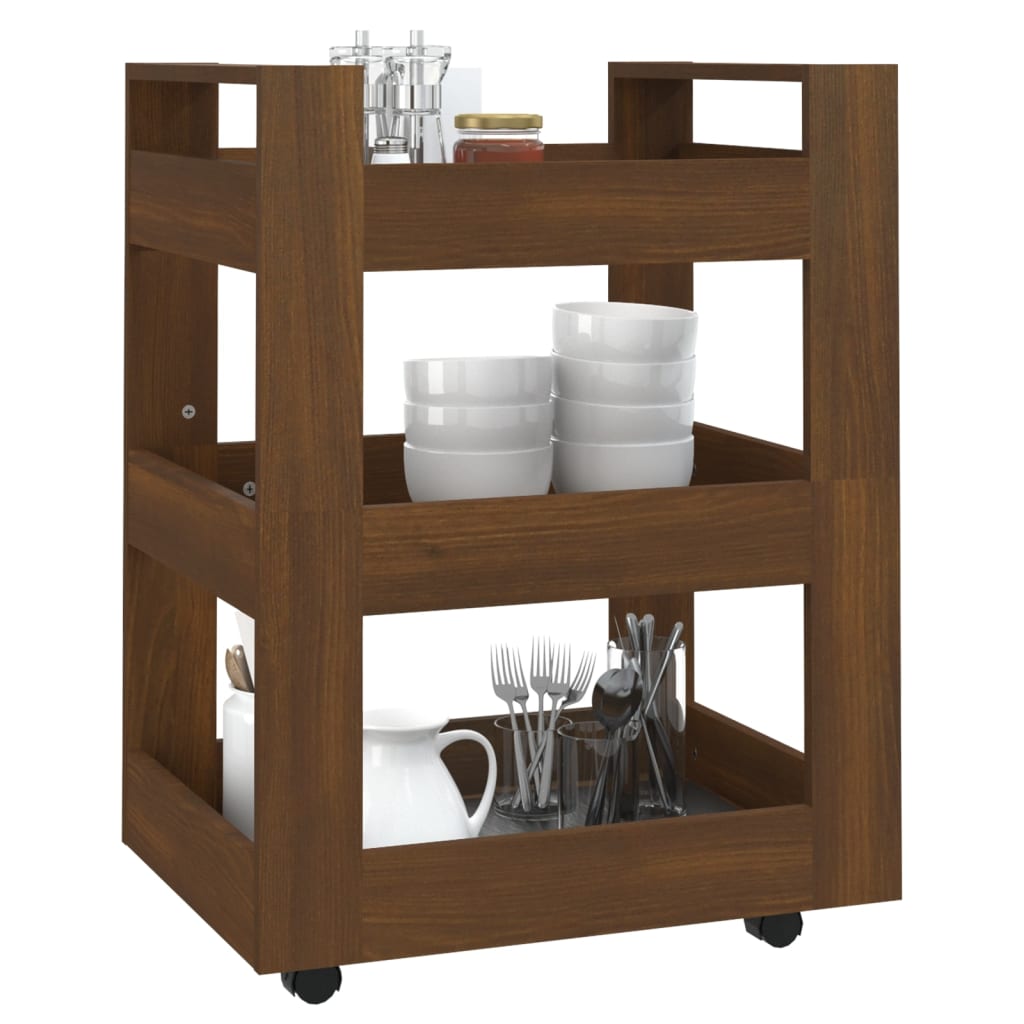 Kitchen trolley brown oak look 60x45x80 cm wood material