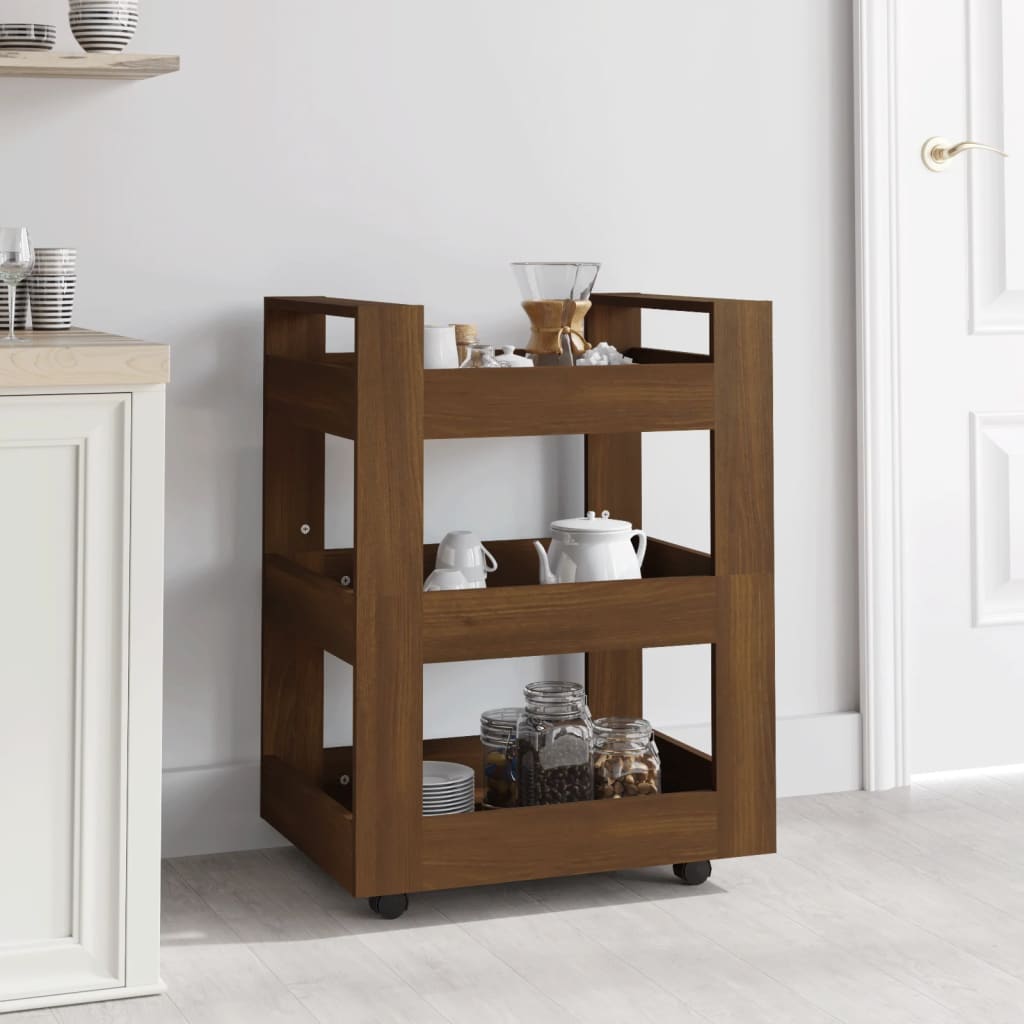 Kitchen trolley brown oak look 60x45x80 cm wood material