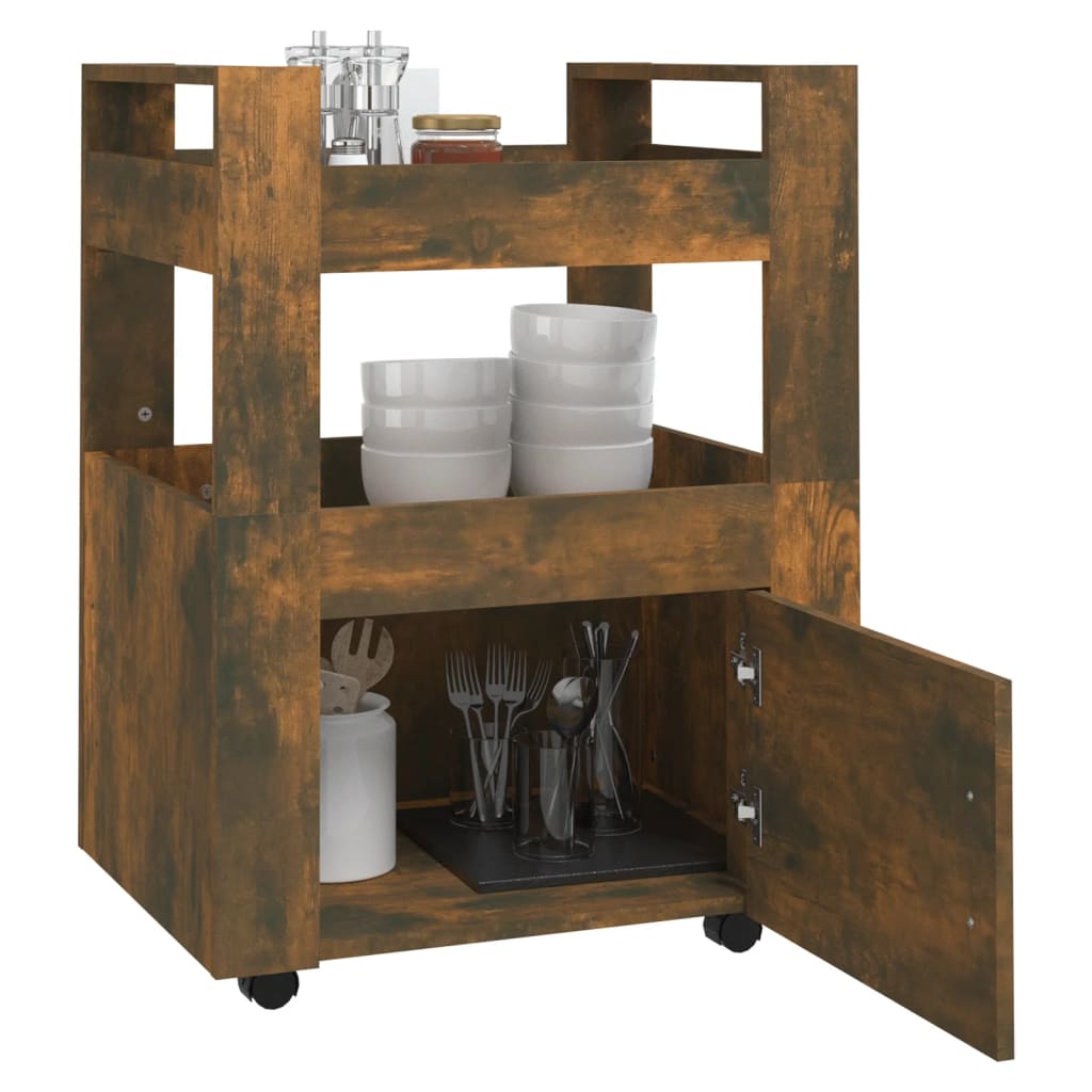 Kitchen trolley smoked oak 60x45x80 cm wood material